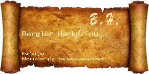 Bergler Harkány névjegykártya